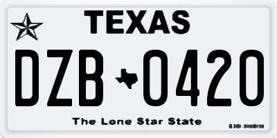 TX license plate DZB0420