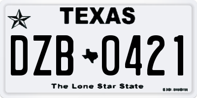 TX license plate DZB0421