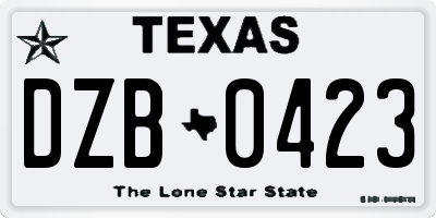 TX license plate DZB0423