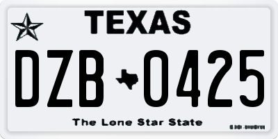 TX license plate DZB0425