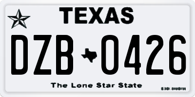 TX license plate DZB0426