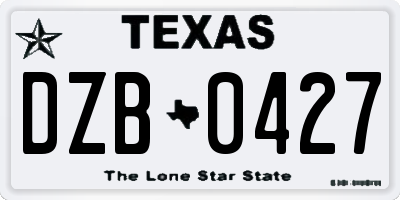TX license plate DZB0427