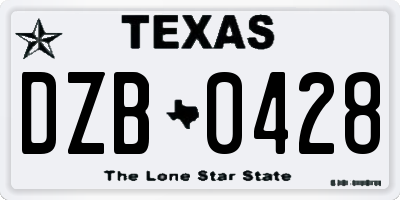 TX license plate DZB0428