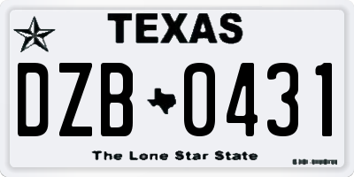 TX license plate DZB0431