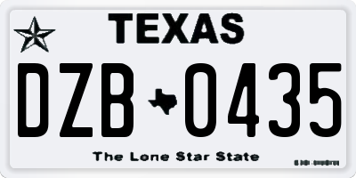 TX license plate DZB0435