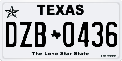 TX license plate DZB0436