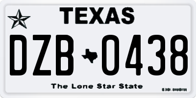 TX license plate DZB0438