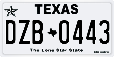 TX license plate DZB0443