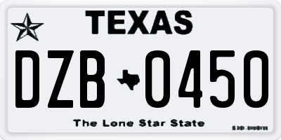 TX license plate DZB0450