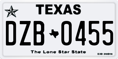 TX license plate DZB0455