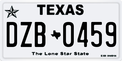 TX license plate DZB0459