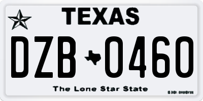 TX license plate DZB0460