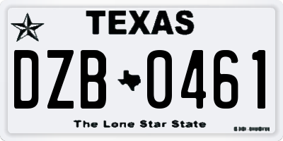 TX license plate DZB0461