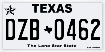 TX license plate DZB0462