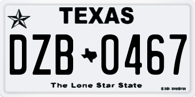 TX license plate DZB0467