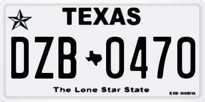 TX license plate DZB0470