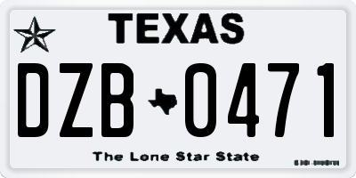 TX license plate DZB0471