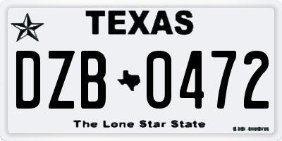 TX license plate DZB0472
