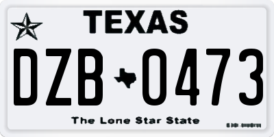 TX license plate DZB0473