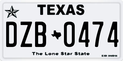 TX license plate DZB0474