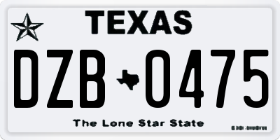 TX license plate DZB0475
