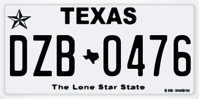 TX license plate DZB0476
