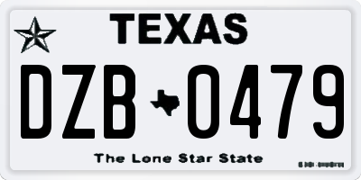 TX license plate DZB0479
