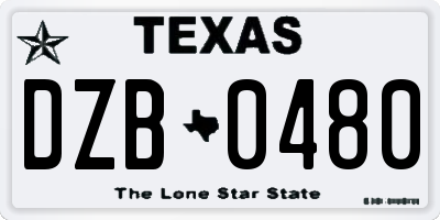TX license plate DZB0480