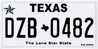 TX license plate DZB0482