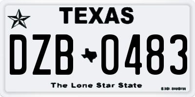 TX license plate DZB0483