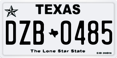 TX license plate DZB0485