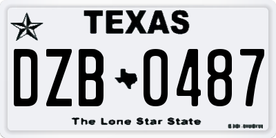 TX license plate DZB0487