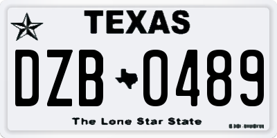 TX license plate DZB0489