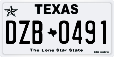 TX license plate DZB0491