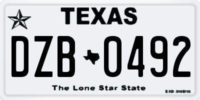 TX license plate DZB0492