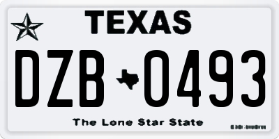 TX license plate DZB0493