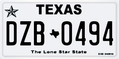 TX license plate DZB0494
