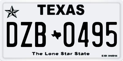 TX license plate DZB0495