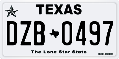 TX license plate DZB0497