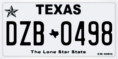 TX license plate DZB0498
