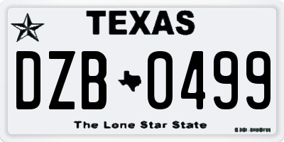 TX license plate DZB0499
