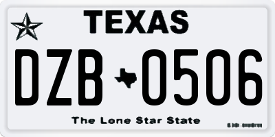 TX license plate DZB0506