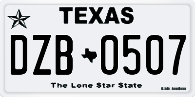 TX license plate DZB0507