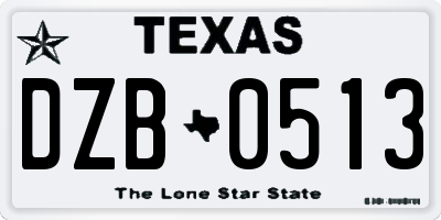 TX license plate DZB0513