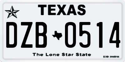 TX license plate DZB0514