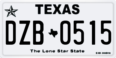 TX license plate DZB0515