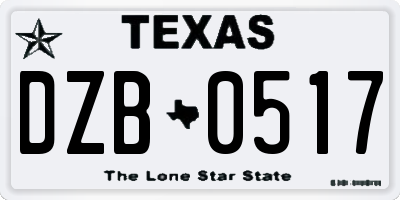TX license plate DZB0517