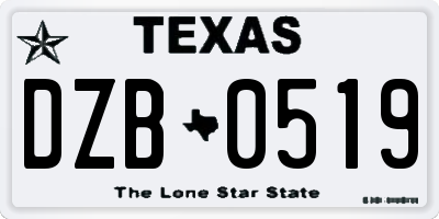 TX license plate DZB0519