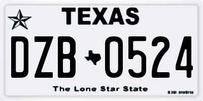 TX license plate DZB0524