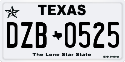 TX license plate DZB0525